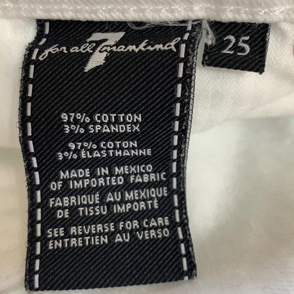 7 For All Mankind White Distressed Jeans Sz 25 - Picture 5 of 10
